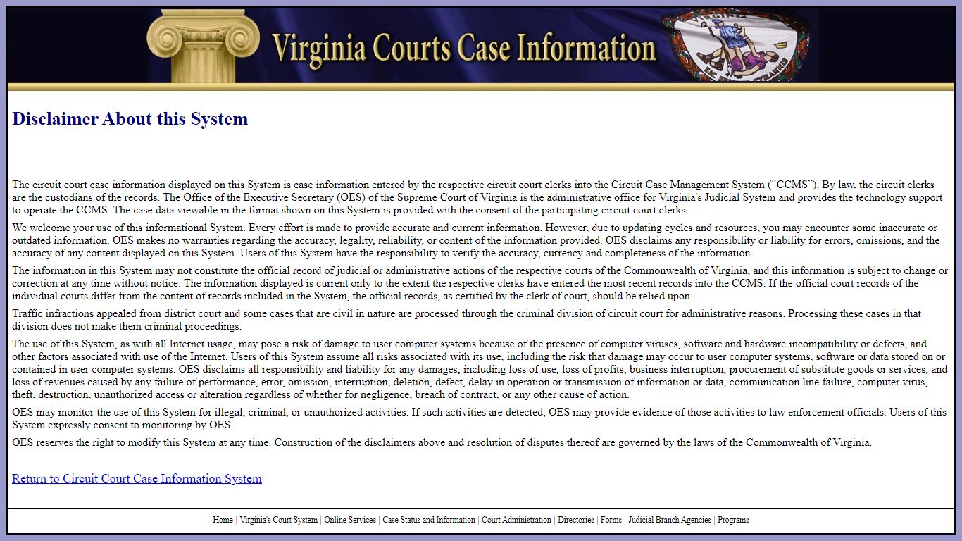 Virginia Courts Case Information (Circuit)